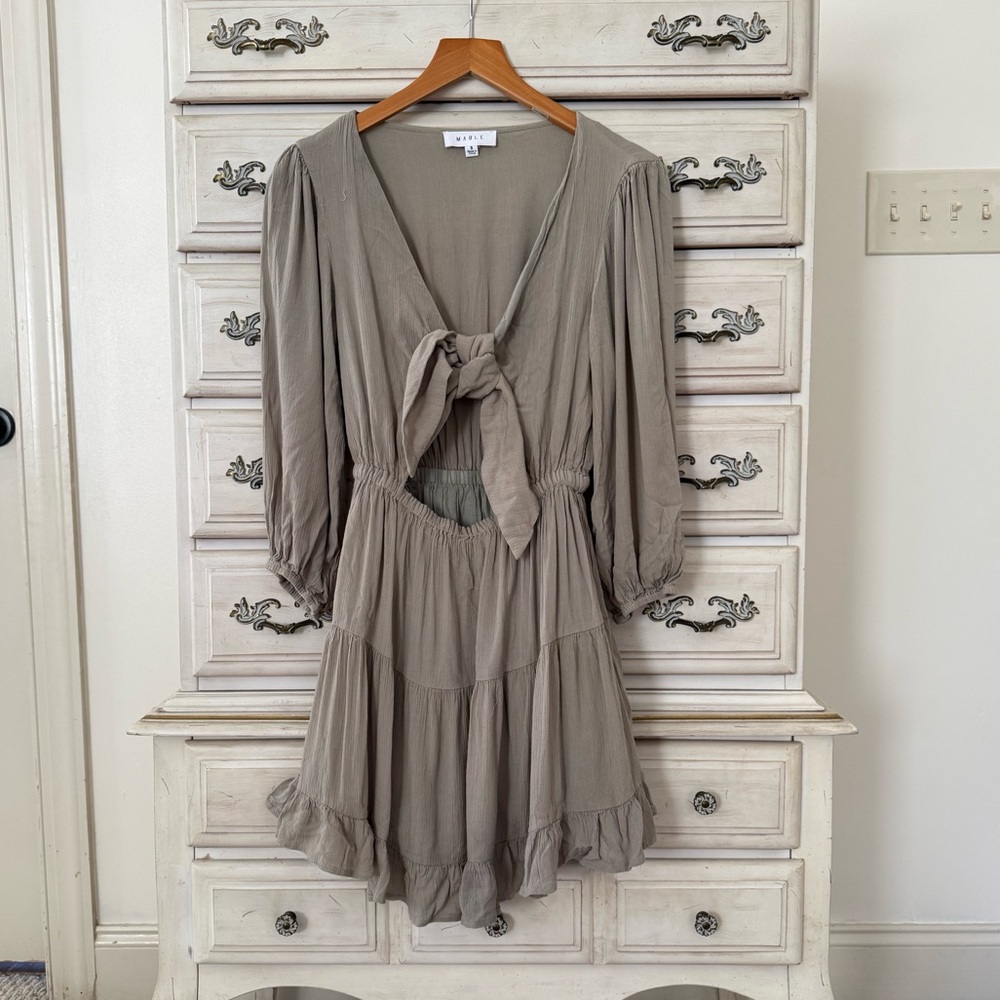 Vici Sage Tie Front Boho Dress